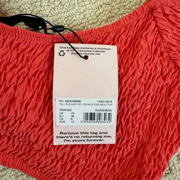 Missguided Orange Crinkle Bikini Top - Picture 3 of 3